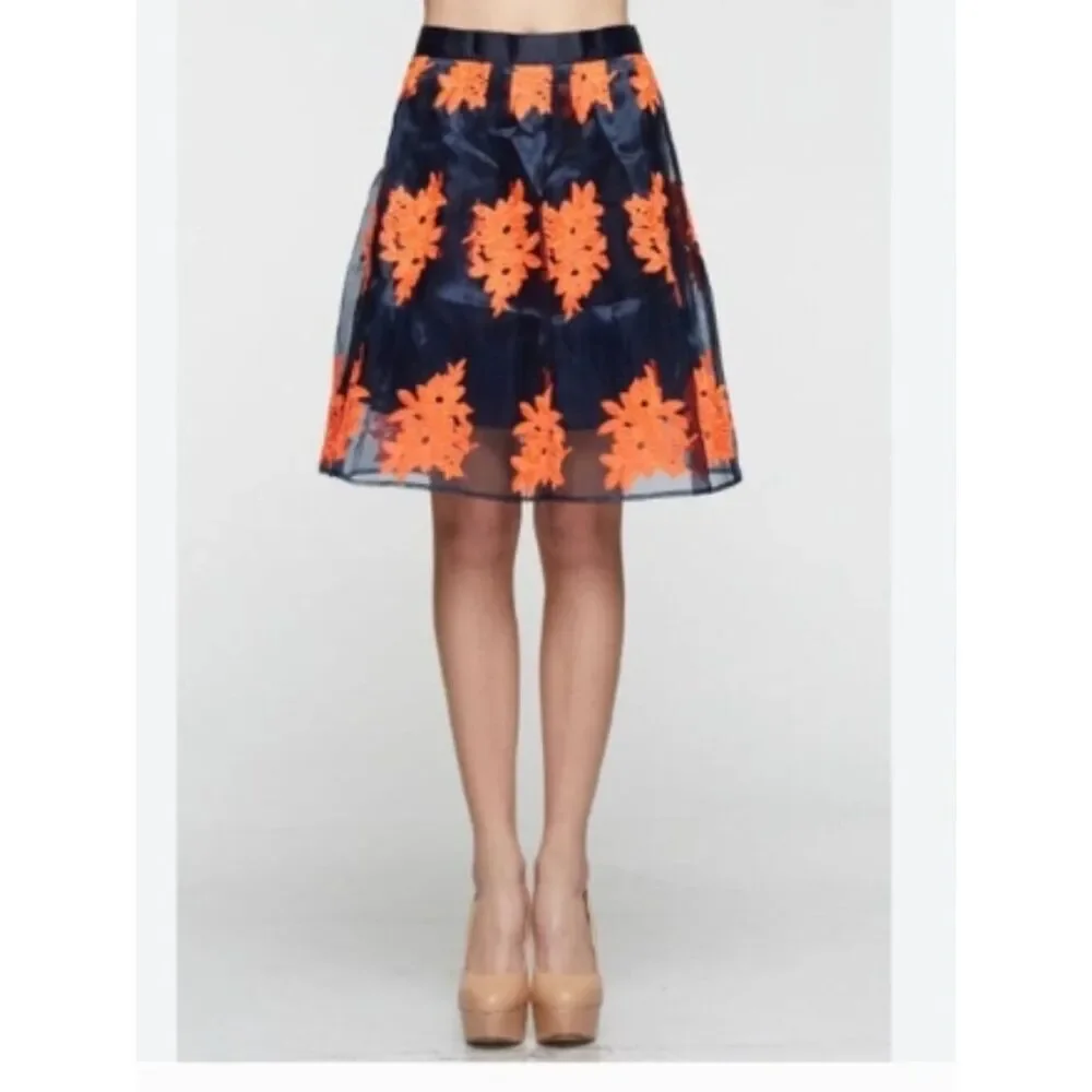 Like New! Anthropologie Maeve Pomme Blossom Skirt Embroidered Floral 4